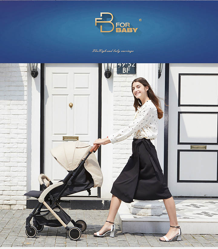 Baby Stroller Pram One-Hand Folding Pram for Newborn Baby Boy and Girl Pale Yellow