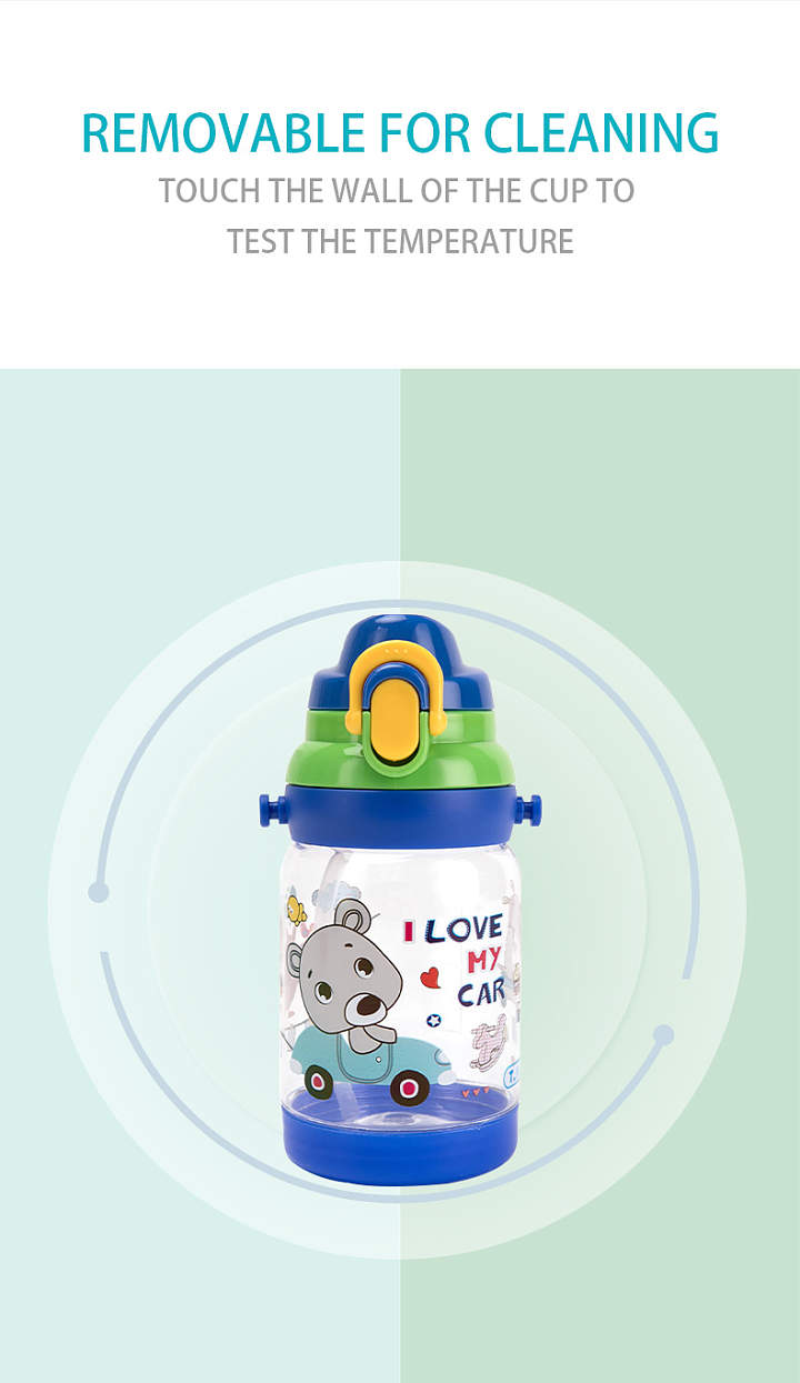 BPA Free Baby Kids Cartoon Straw Sipper Cup with Strap-470ML