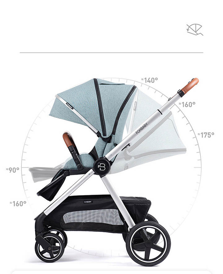 Sitting and Lying Modes Stroller Pram Easy Fold for Newborn Baby Kids 0-3 Years Cyan