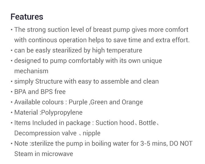 Manual Breast Pump Strong Sucking Powerful Sucker Milk Extractor