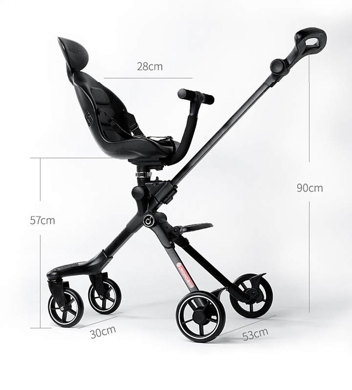 Simple Comfortable Lightweight Stroller Pram Easy Fold for Newborn Baby Kids 0-3 Years Black