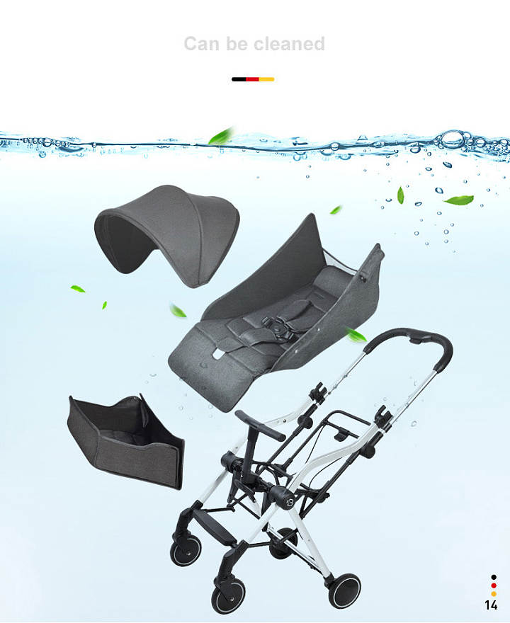 Stroller Pram Extra Large Seating Space Easy Fold for Newborn Baby Kids 0-3 Years Gray