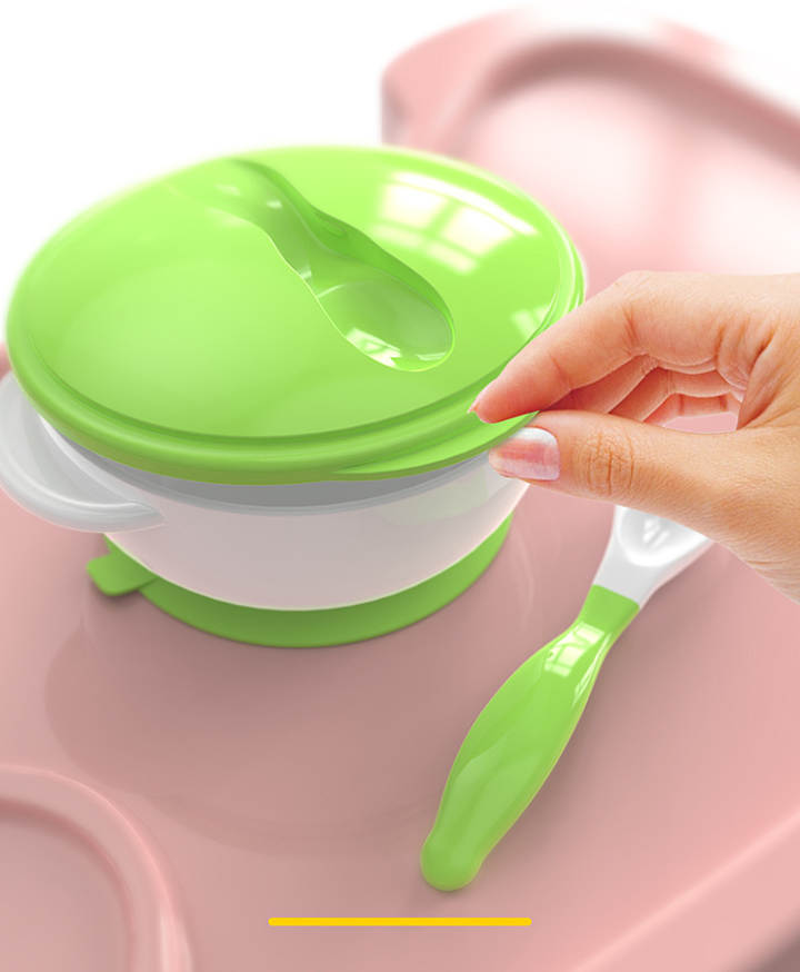 New Born Baby Training Spoon Food Bowl Set for Kids Feeding Dish Bowls Infant Bpa-Free Lunch Box Tod